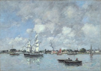 Bordeaux, boten op de Garonne, 1876 door Eugene Louis Boudin